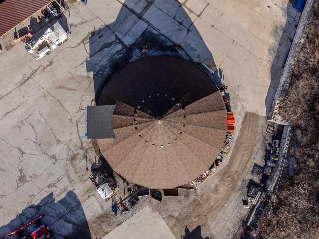Commercial roof — Rue De La Banque, drone